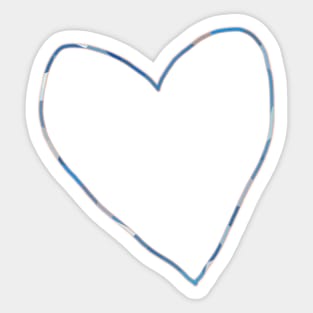 Aqua Blue Heart Minimal Line Sticker